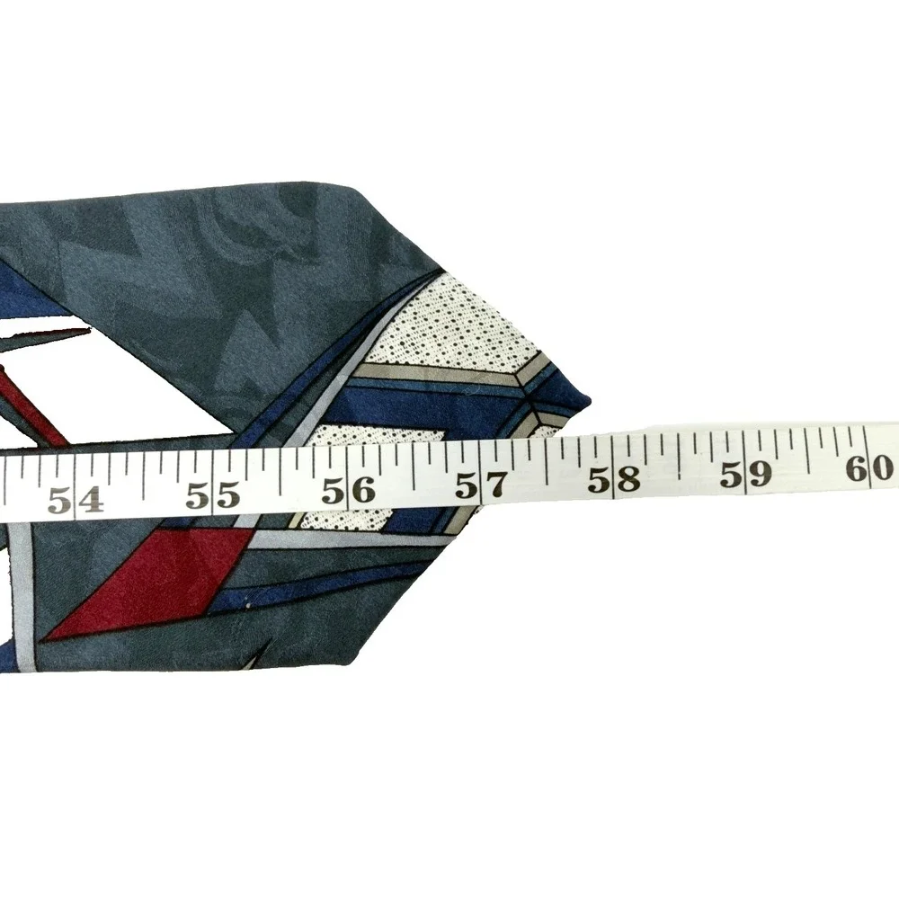 Geoffrey Beene Silk Tie Geometric Blue‎ Red Vintage 58x3.75